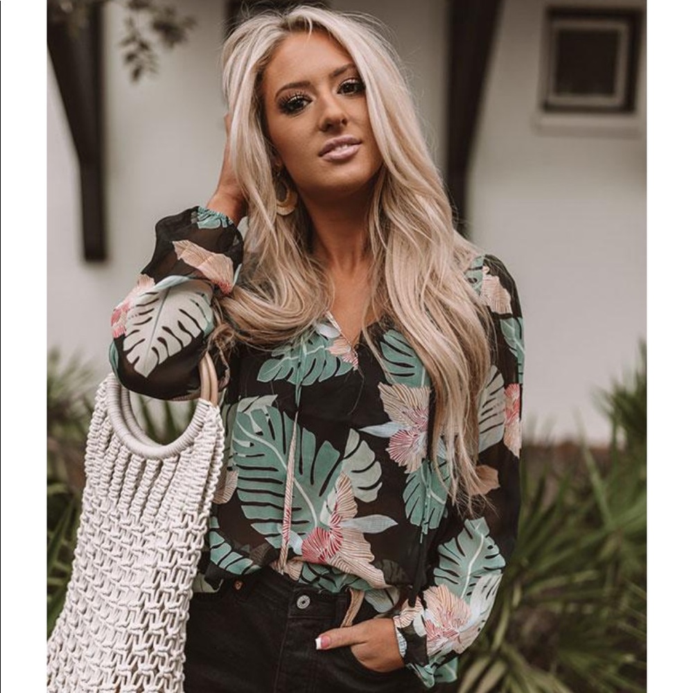 EUC SIZE S Impressions Palm Sheer Shift Top - Picture 3 of 8